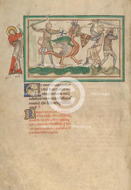 The Dragon Fighting the Just; Dyson Perrins Apocalypse, about 1255-1260. Creator: Unknown.