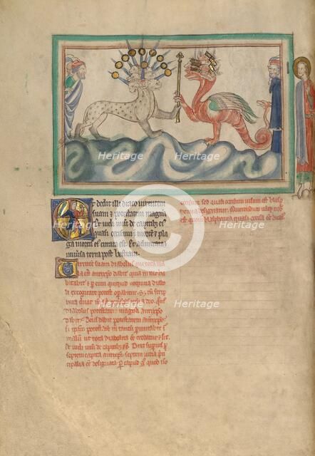 The Dragon Giving the Sceptor of Power to the Beast from the Sea, about 1255-1260. Creator: Unknown.