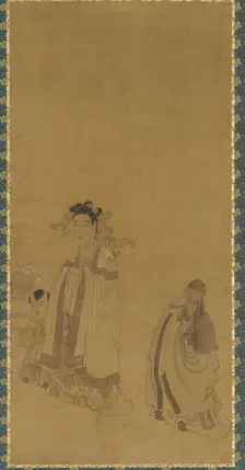 The dragon king revering the Buddha, Ming dynasty, early-mid 17th century. Creator: Chen Hongshou