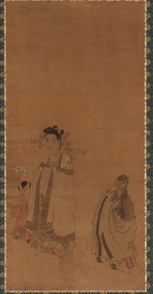 The dragon king revering the Buddha, Ming dynasty, early-mid 17th century. Creator: Chen Hongshou