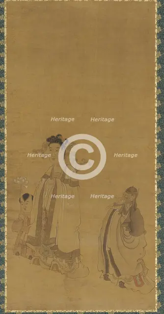 The dragon king revering the Buddha, Ming dynasty, early-mid 17th century. Creator: Chen Hongshou.
