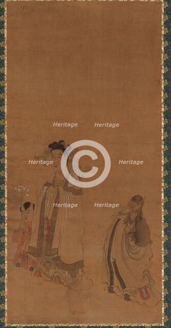 The dragon king revering the Buddha, Ming dynasty, early-mid 17th century. Creator: Chen Hongshou.