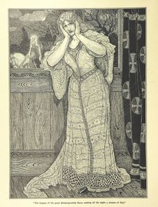 "The dragon of the great Pendragonship blaze, making all the night a stream of fire", 1898. Creator: Louis John Rhead
