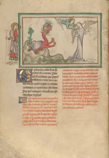 The Dragon Pursues the Woman Clothed in the Sun Who Receives the Wings of an Eagle, about 1255-1260. Creator: Unknown