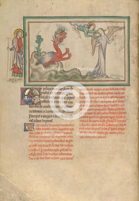 The Dragon Pursues the Woman Clothed in the Sun Who Receives the Wings of an Eagle, about 1255-1260. Creator: Unknown.