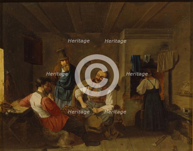 The Draughts Players, End of 19th cen.. Artist: Anonymous  