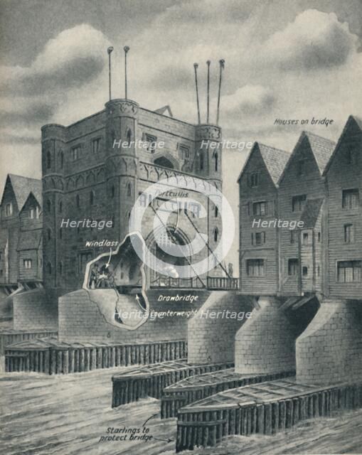 'The Drawbridge Defending London City', c1934. Artist: Unknown.