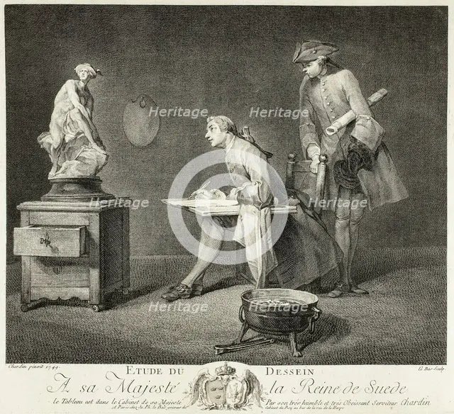 The Drawing Lesson, 1749. Creator: Jacques Philippe Le Bas.
