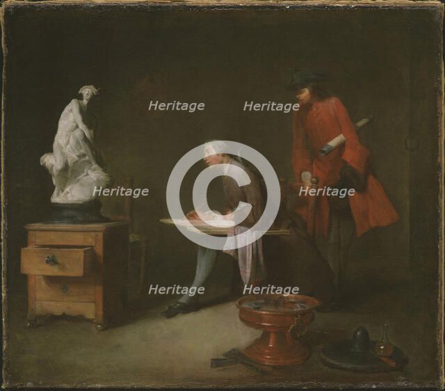 The Drawing Lesson, c1750. Creator: Chardin, Jean-Baptiste Siméon (1699-1779).