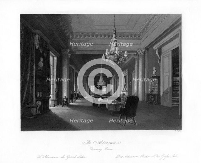 'The Drawing Room, Athenæum', 19th century. Artist: W Taylor