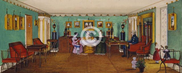 The Drawing Room in the House of Count Josef August Ilinsky in Romaniv, 1834. Artist: Anonymous  