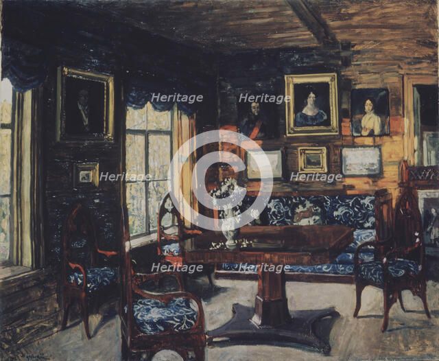 The Drawing room in the Manor house Rozhdestveno. Artist: Zhukovsky, Stanislav Yulianovich (1873-1944)