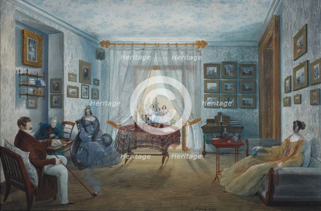 The Drawing Room in the Naryshkin Palace of Miskhor, 1842. Artist: Bossoli, Carlo (1815-1884)