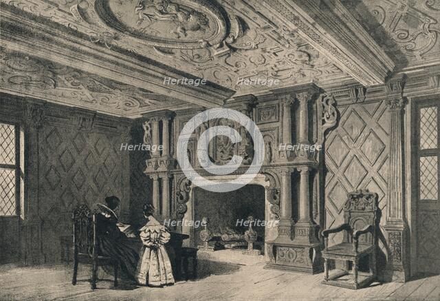 The drawing-room, Park Hall, Shropshire, 1915. Artist: Unknown.