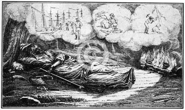 The dream of a prospecting miner, 19th century (1937).Artist: Britton & Rey