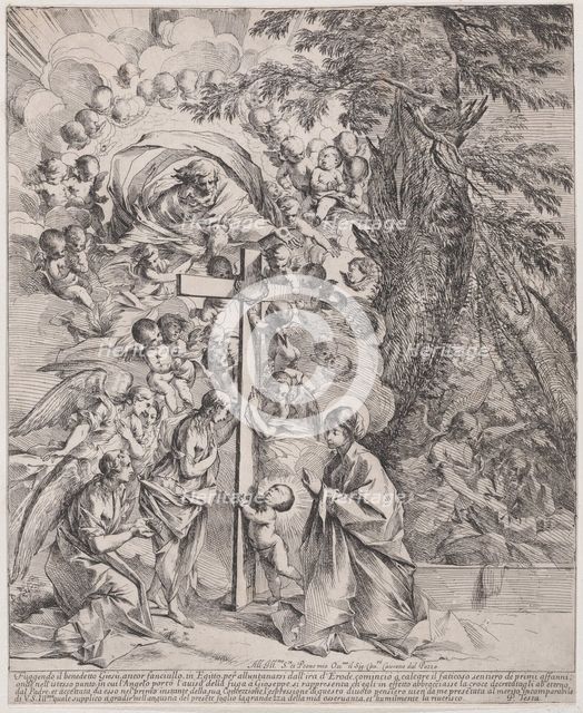 The dream of St Joseph, who is sleeping at the right, the Virgin and Child by a cro..., ca. 1635-37. Creator: Pietro Testa.