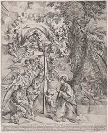 The dream of St Joseph, who is sleeping at the right, the Virgin and Child by a cro..., ca. 1635-37. Creator: Pietro Testa