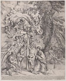 The dream of St Joseph, who is sleeping at the right, the Virgin and Child by a cro..., ca. 1635-37. Creator: Pietro Testa