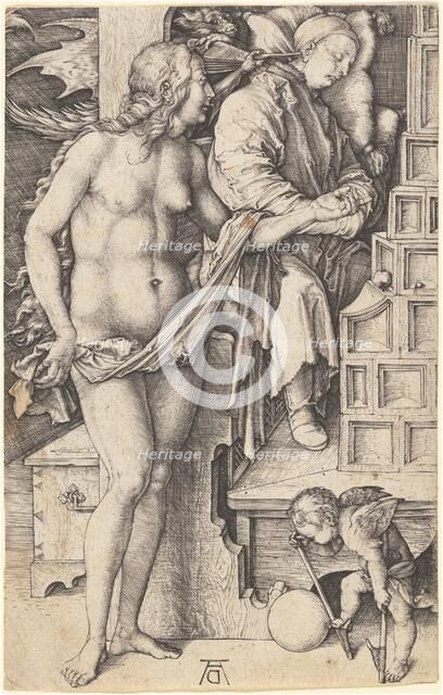 The Dream of the Doctor (Temptation of the Idler), 1498/1499. Creator: Albrecht Durer.