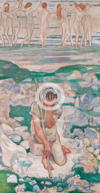 The Dream of the Shepherd (Der Traum des Hirten), 1896. Creator: Ferdinand Hodler.