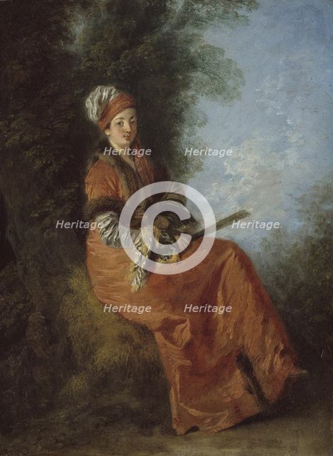 The Dreamer (La Rêveuse), 1712/14. Creator: Jean-Antoine Watteau.