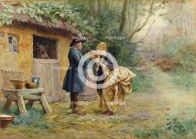 The Drink of Milk, 1882. Creator: Maurice Leloir.