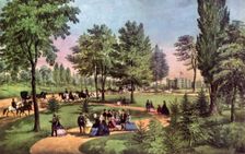 The Drive, Central Park 1862.Artist: Currier and Ives
