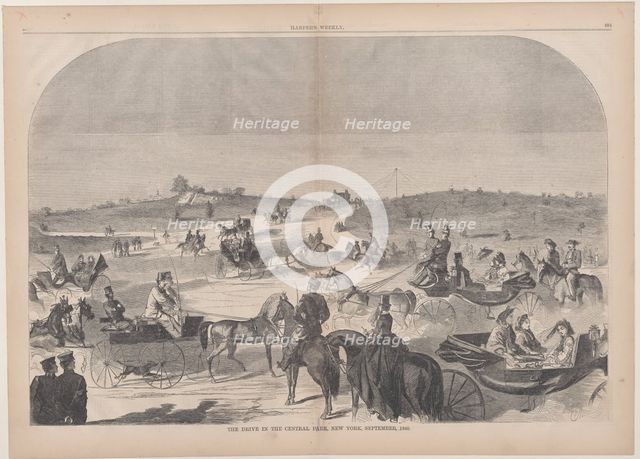 The Drive in Central Park, New York (Harper's Weekly, Vol. IV), September 15, 1860. Creator: Unknown.
