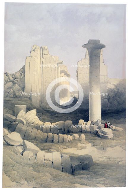 'The Dromos or Central Hall of the Great Temple of Amun, Karnak', 19th century. Artist: David Roberts