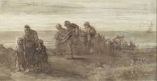 The Drowned Fisherman - Sketch for The Wrecked Mariner c1865. Creator: Jozef Israels