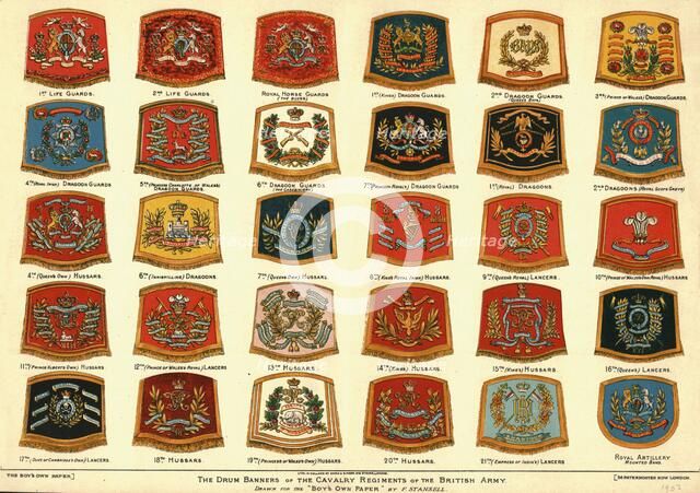 'The Drum Banners of the Cavalry Regiments of the British Army', 1902. Artist: Unknown.