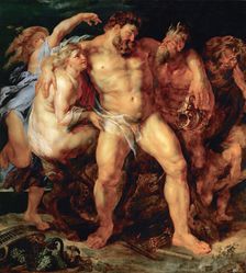 The drunken Hercules, led by a Nymph and a Satyr, ca 1614. Creator: Rubens, Pieter Paul (1577-1640)