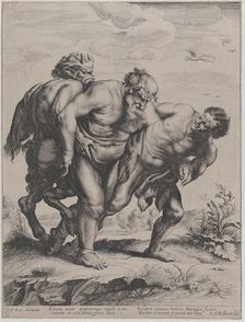 The drunken Silenus, supported by a satyr and a faun, 1625-59. Creator: Boetius Adams Bolswert