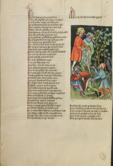 The Drunkenness of Noah; Weltchronik, about 1400-1410. Creator: Unknown