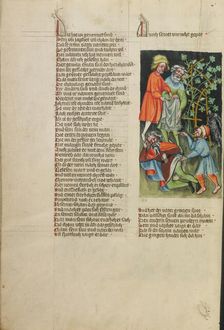 The Drunkenness of Noah; Weltchronik, about 1400-1410. Creator: Unknown