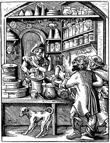 The Druggist's Shop, 1568. Artist: Jost Amman