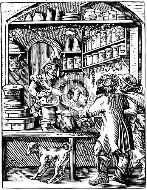 The Druggist's Shop, 1568. Artist: Jost Amman