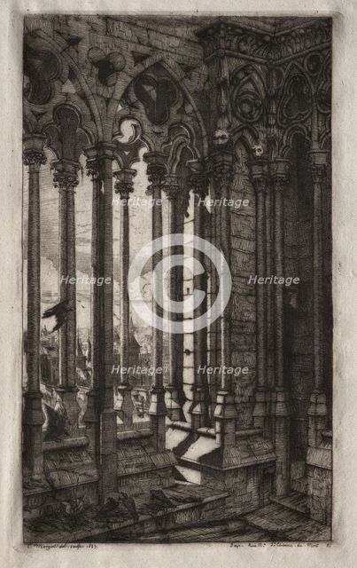 The Etchings of Paris: The Gallery of Notre Dame, 1853. Creator: Charles Meryon (French, 1821-1868).