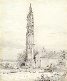 The "Eternal Light," the plague column, in Klosterneuburg, undated. (c1840s) Creator: Franz Kletzinsky