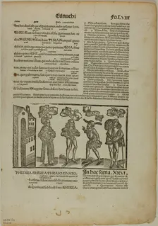 The Eunuch from Terenti cum directorio, Plate 29 from Woodcuts...1496...assembled 1929. Creators: Unknown, Johann Reinhard Grüninger, Terence, Wilhelm Ludwig Schreiber