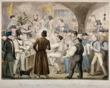The evening after a mock election in the Fleet Prison, June 1835 Artist: Isaac Robert Cruikshank