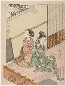 The Evening Bell of the Clock (Tokei no bansho), from the series "Eight Views of the...", c. 1766. Creator: Suzuki Harunobu