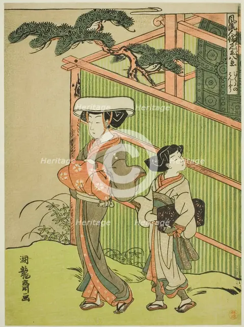 The Evening Bell of the Nun (Bikuni no bansho), from the series "Eight Views of..., c. 1770/72. Creator: Isoda Koryusai.