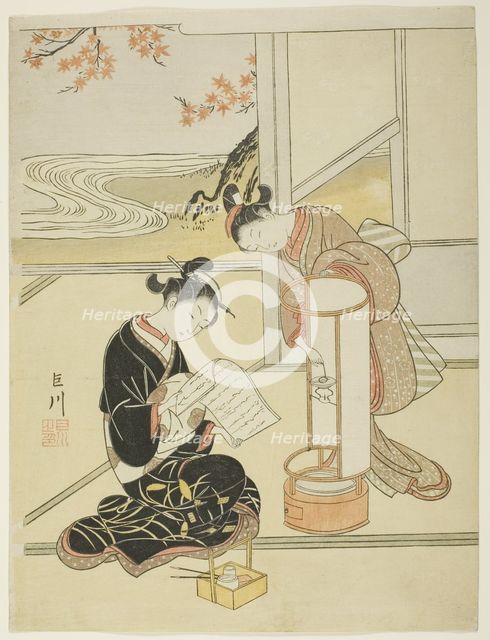 The Evening Glow of a Lamp (Andon no sekisho), from the series "Eight Views...", c. 1766. Creator: Suzuki Harunobu.