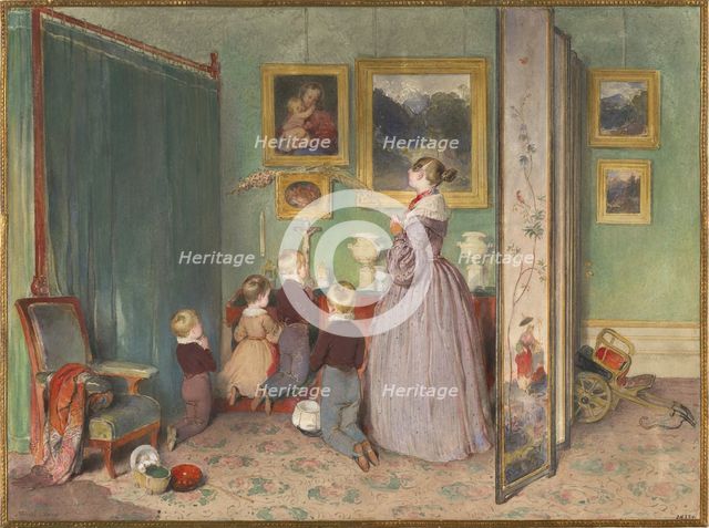 The Evening Prayer (Archduchess Sophie with children), 1839. Artist: Fendi, Peter (1796-1842)