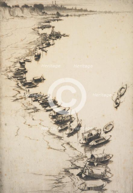 The evening river. From: Fourth Indian plates, 1927. Creator: Ernest Stephen Lumsden.