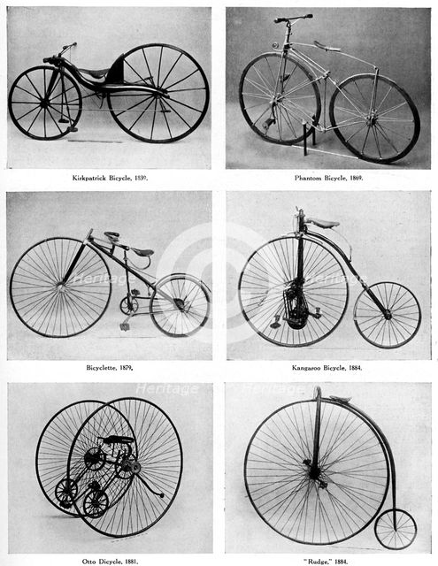 The evolution of the bicycle, 19th century, (c1920). Artist: Unknown