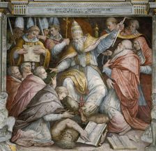 The Excommunication of Frederick II by Pope Gregory IX, 1573. Creator: Vasari, Giorgio (1511-1574)