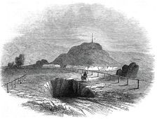 The excavation in which the cists were found - the Mount and Priory ruins, 1845. Creator: Unknown