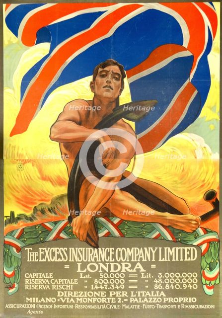 The Excess Insurance Company Limited, 1910s. Creator: Metlicovitz, Leopoldo (1868-1944).